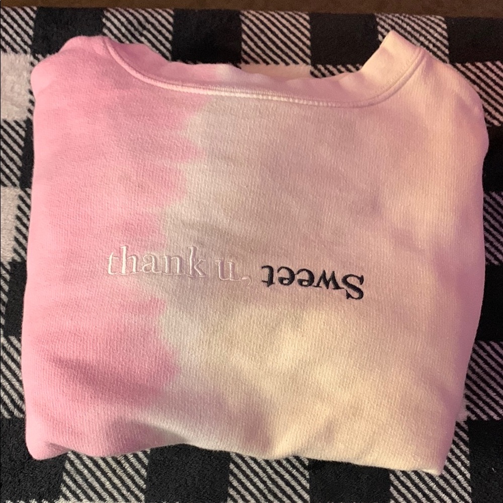 Ariana Grande Thank u, Sweet crew-neck pullover. Size Small